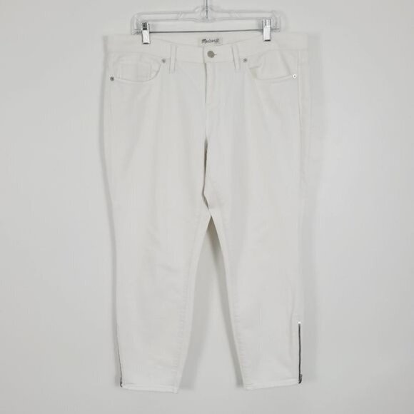 Madewell White High Rise‎ Tapered Crop Ankle Zip Jeans - Picture 1 of 8